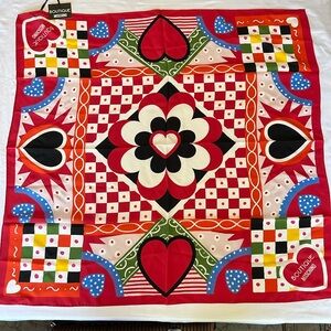 Moschino Boutique Silk Scarf Hearts Made in Italy NWT